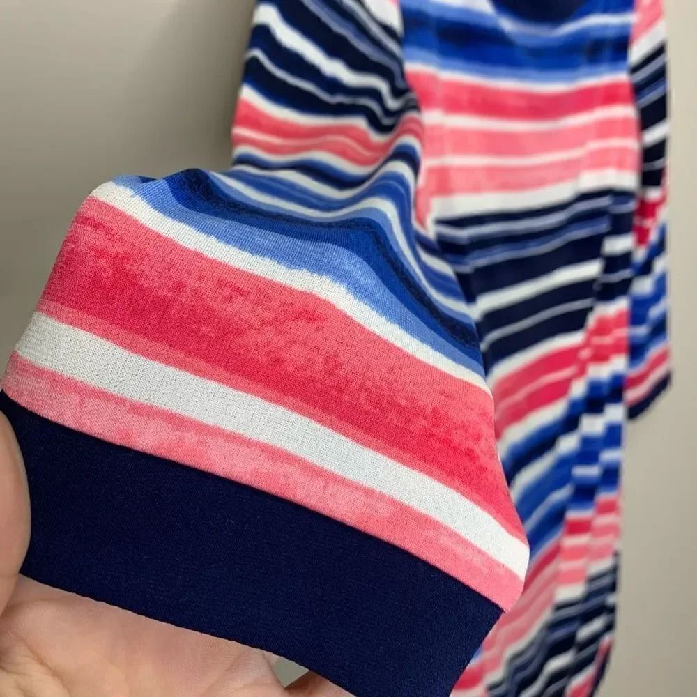 Vince Camuto Striped Dress Size 10 Zipper Back Pink and Blue (q1) - Picture 5 of 9
